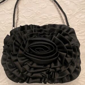 Elegant Black Ruffled Women's Bag
